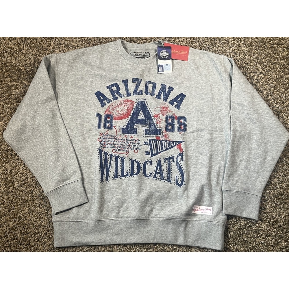 NEW Mitchell & Ness Arizona Wildcats NCAA Heritage Slugger Crewneck (XL)